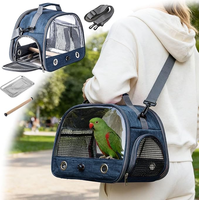 Portable Bird Carrier, Small Bird Travel Cage Carrier for Small Medium Parrot, Lightweight & Breathable Bird Cage with Zipper for Vet Visit Shopping and Outdoor Adventure (Color B)