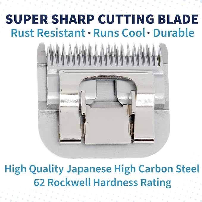 Detachable A Series 10 Blade Dog Grooming Cut Length 1/16" / 1.5mm Japanese Carbonized Steel Dog Grooming Blades 10 (Compatible A5 Series Clippers for Dogs Horses(B10)
