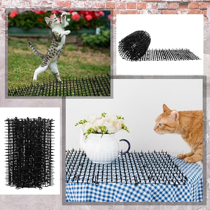 Abbylike 3 Pack 6.5 ft Cat Repellent Mat with Spikes Outdoor 78x11'' Cat Repellent Outdoor Deterrent Indoor Prickle Spike Strips for Animals for Keep Pet Off Couch Furniture Garden Fence
