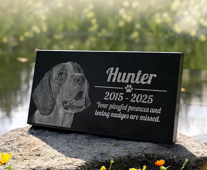 Cat Memorial Personalized Black Granite Stone 12 X 6 Bereavement in Memory Loss of Pet Cat Garden Stone