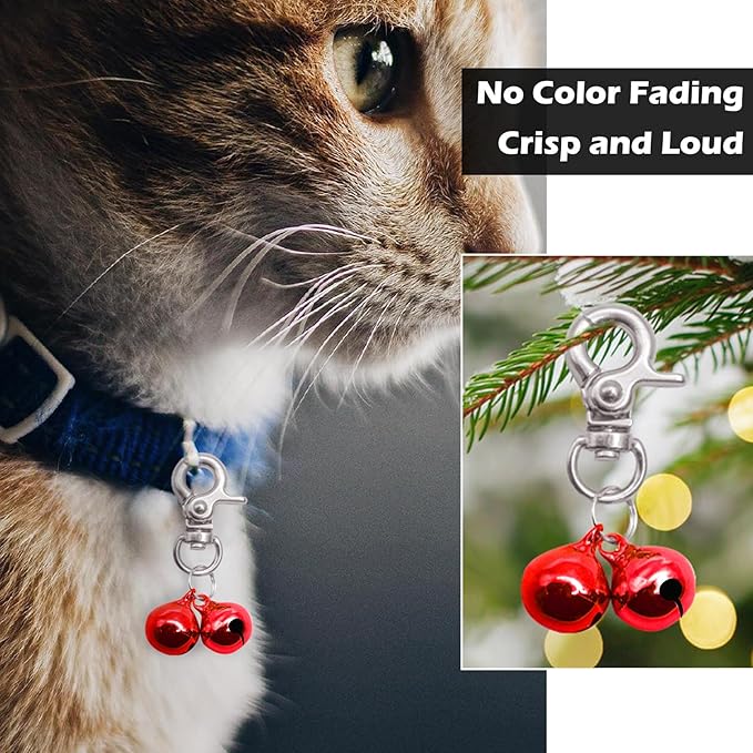 EXPAWLORER Pet Bells for Dog Cat Collar Charm - 2 Pack Cat Collar Accessories Bells Loud, Pet Jingle Ornament Training Pendant Neck Decoration, Tracker for Saving Birds, Red