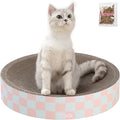 CSR1010E Nelson 20.13" Modern Cardboard Round Bowl Cat Scratcher with Catnip, Strawberry Milkshake