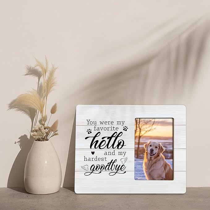 Pet Memorial Gifts for Dogs Remembrance Picture Frame, Loss of Dog Sympathy Gift, My Hardest Goodbye Frames Fits 4x6 Photo