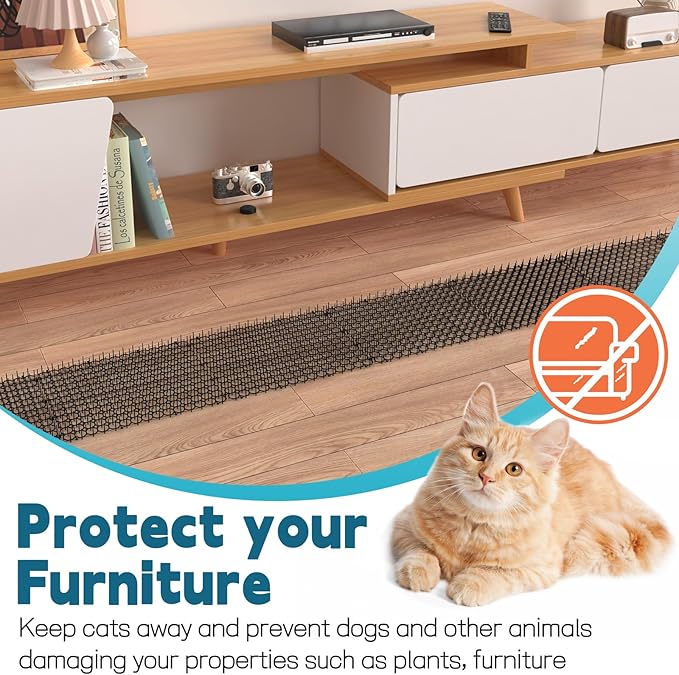 Hmyomina 16 x 13 Inch Cat Scat Mat with Spikes Outdoor/Indoor, Cat Deterrent Mat(12 Pack)