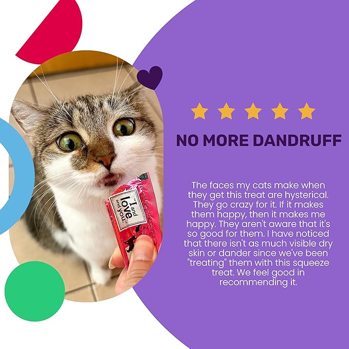 I AND LOVE AND YOU Treat Meow Lickable Cat Treats - Tuna Puree - Skin and Coat Support, Squeeze Treat, Omega 3s, 0.5oz, 4ct