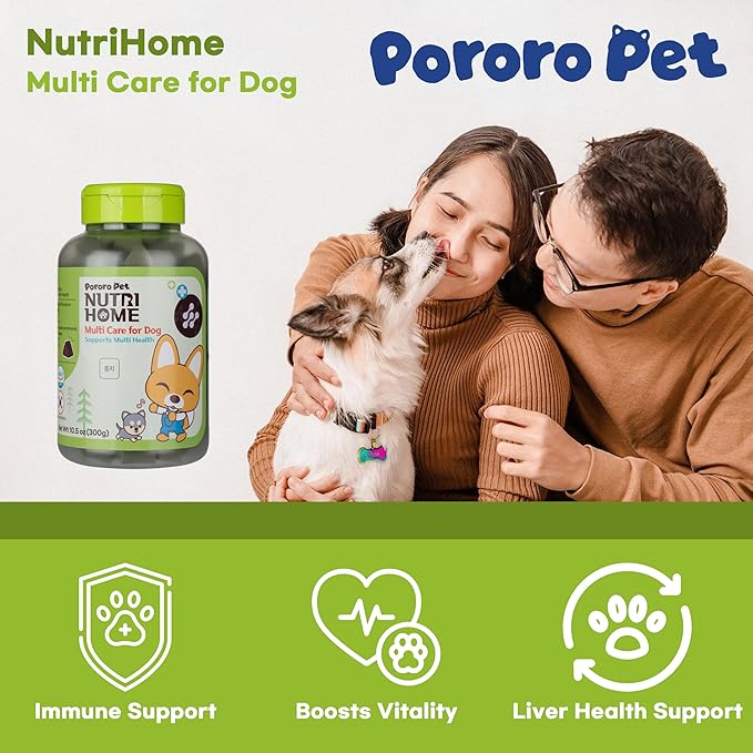 [PororoPet] NutriHome Multi Care for Dogs | Supports Joint, Eye, Liver & Daily Wellness | Milk Thistle, Curcumin, Green Lipped Mussel | 10.58oz (300g), Made in Korea