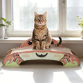 Crab-Shape Cardboard Cat Scratcher Bed Lounge for Indoor Cats, Durable 2-Side Curved Cute Cat Scratching Board Kitten Scratch Pad, Colorful