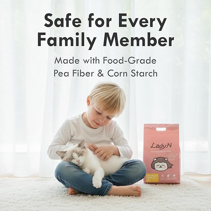 Lady N Pellet Tofu Cat Litter Boba Tea Scent, Strong Clumping, Ultra Absorbent, Dust-Free, Low Tracking, Water-Soluble, Natural Ingredients, Enviro-Probiotic Odor Control 9lb