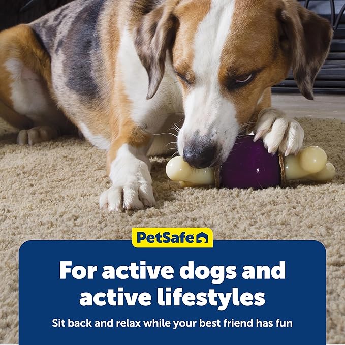 PetSafe Busy Buddy Bouncy Bone - 3-in-1 Adjustable Slow Feeder Toy with Refillable Treat Rings - Cleans Teeth & Gums, Cures Boredom & Slows Down Eating Habits - Medium - for Dogs 25-50 lb