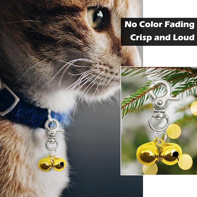 EXPAWLORER Pet Bells for Dog Cat Collar Charm - 2 Pack Cat Collar Accessories Bells Loud, Pet Jingle Ornament Training Pendant Neck Decoration, Tracker for Saving Birds, Gold