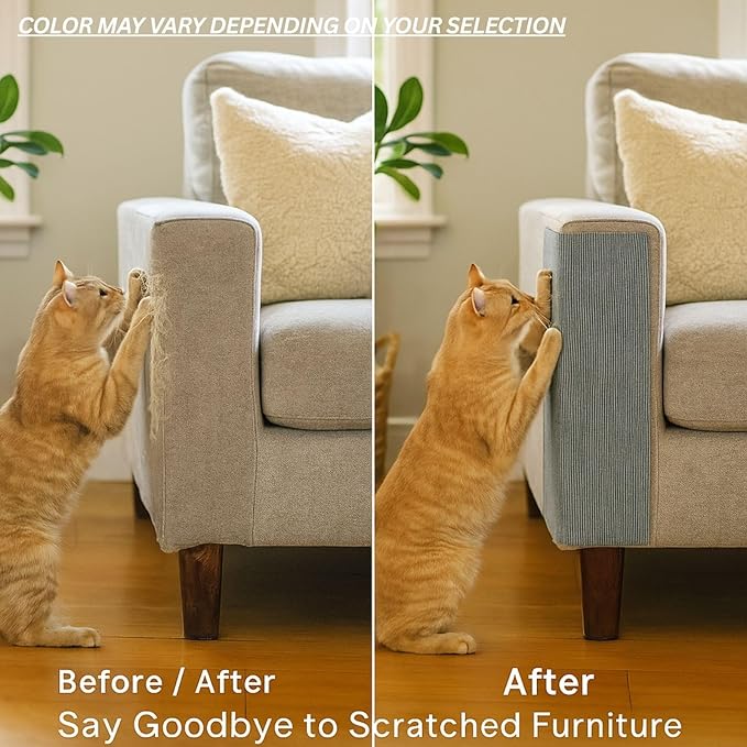Cat Scratch Mat (Grey, 10-Pack), 23.6’’ x 11.8’’ Wall Corner Scratcher, Versatile Self-Adhesive Replacement Easy Use for Cat Trees, Wall Furniture, Scratching Posts, and Couch Protection