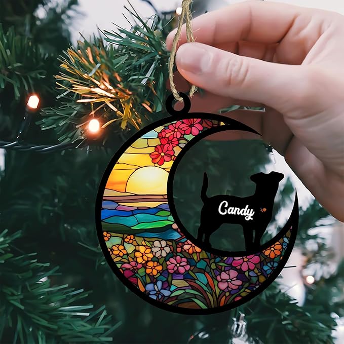 Personalized Dog Memorial Suncatcher - Name, Date, Breed - Sympathy Gift for Dog Lovers - A3