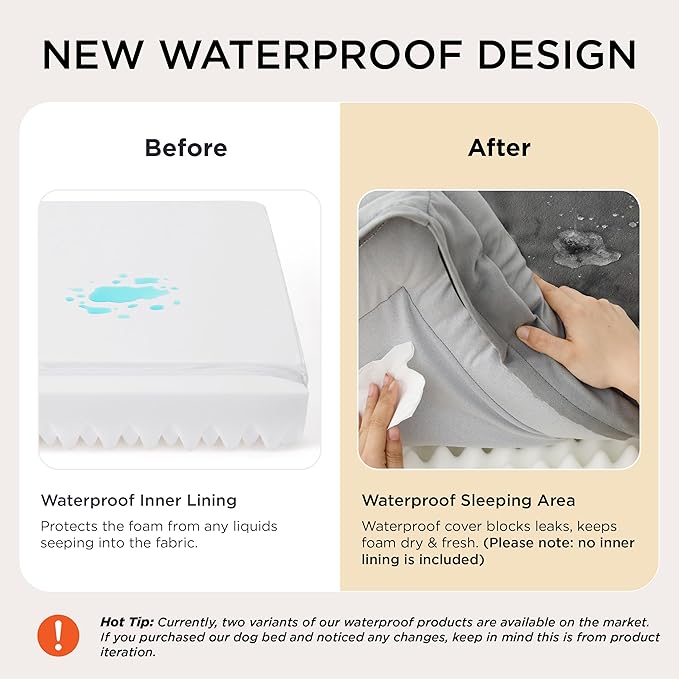 Bedsure Orthopedic Dog Beds for Small Dogs - Washable Small Dog Cat Bed Waterproof, Comfort Pet Couch Sofa with Washable Removable Cover, Pets Bed with Nonskid Bottom, Hazel, 24"