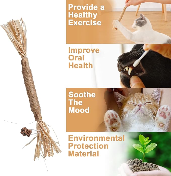 PAZ'S GIFT Cat Toys Catnip Toys Cat Kick Toy Natural Silvervine Catnip Sticks Kitten Teeth Molar Chew Toys, cat Indoor Toys Interactive cat Cleaning Teeth,Reduce Obesity and Loneliness 3-Pack
