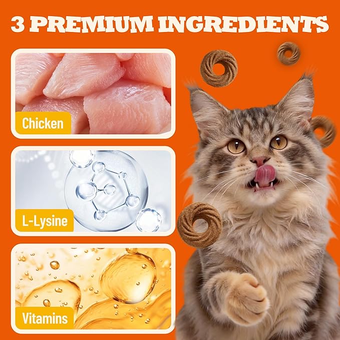 8 oz L-Lysine Cat Treats L-Lysine for Cats Chicken Flavor Cat Training Treats Cat Immune Support Healthy Cats Snacks