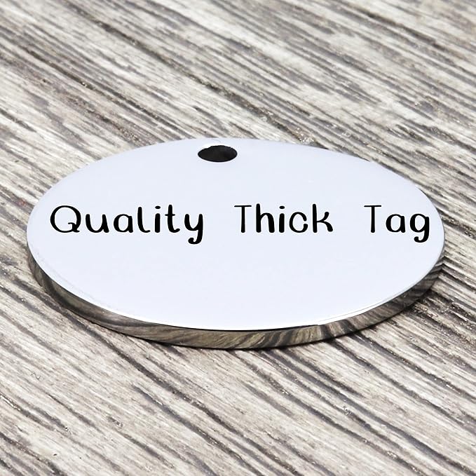 Ultra Joys Personalized Dog Tags for Pets - Durable Stainless Steel Customizable Dog Cat ID Tags - Dog Tags for Safety Optional Engraved on Both Sides -Round Shape Dog Tag Small Size, Silver
