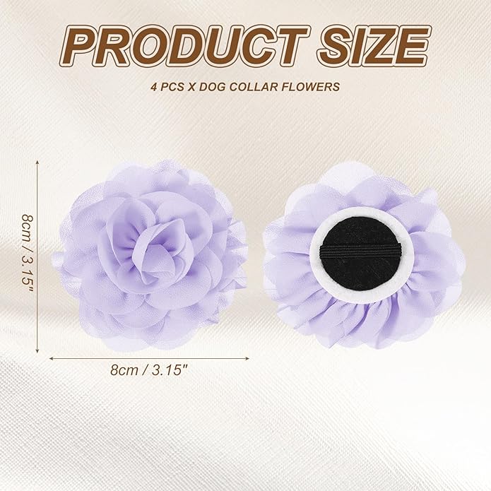 Dog Collar Flowers, Pet Flower Charms Soft Chiffon Cat Collar Bow Tie Floral Grooming Supplies, Intended for Dog