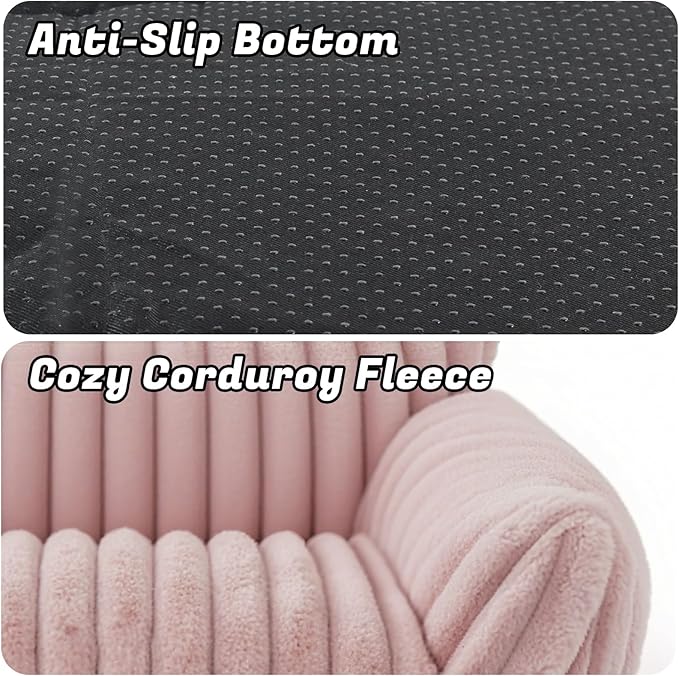 Cat Couch for Pets - Cute Cat Beds for Indoor Cats with Removable Cover, Washable Soft Corduroy Plush, Fluffy Supportive Pet Sofa Chair for Cats, 24 inch Pink