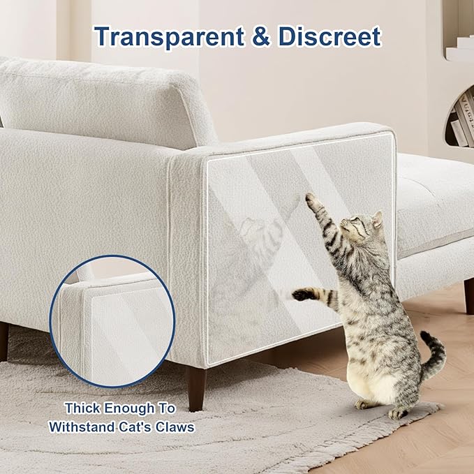 20 Pcs Cat Scratch Furniture Protector, Single-Sided Self Adhesive 17in Couch Protector from Cat Claws