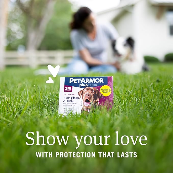 PetArmor Plus Flea and Tick Prevention for Dogs, Large Dog Flea and Tick Treatment, 3 Doses, Waterproof Topical, Fast Acting (45-88 lbs)