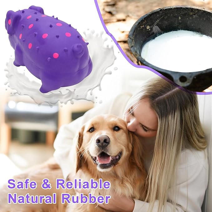 Squeaky Pig Dog Toy That Oinks, Latex Pig 7.3 in Grunting Dog Toys, Durable Dog Chewing Toys for Small Medium Large Dogs (Purple 20CM)