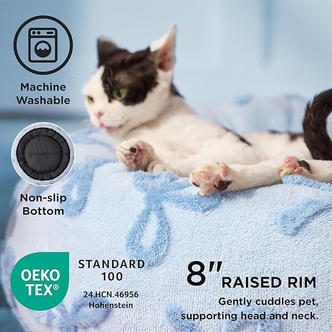 LE SURE Shown on TV Donut Medium Dog Bed - Round Cat Beds for Indoor Cats Calming Bed Gift for Pets, Cute Modern Beds with Jacquard Shaggy Plush & Anti Slip Bottom, 30 Inch, Ice Melt