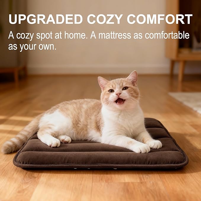 Dog Crate Pad, Ultra Soft & Anti-Slip Kennel Mat, Secure Fit for Metal Crates & Dog Cages, Washable Cozy Bed for Small Medium Large Dogs (Dark Brown, XS(18"*12"*1.5"))