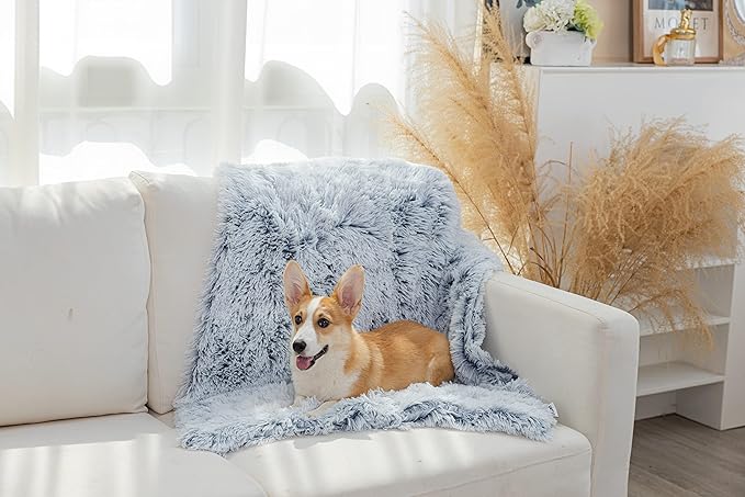 PJYuCien Fluffy Fleece Calming Pet Throw Blanket, Super Soft and Warm for Indoor Cats and Dogs, Large 30" * 40", Machine Washable, Grey Puppy Bed