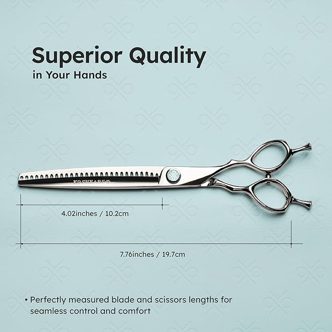 8” Dog Grooming Chunker Scissors – VG10 Japanese Steel Professional Pet Shears for Cats & Dogs | Fast Hair Release Design | Lightweight, Ergonomic, Handcrafted | Thinning Rate 60-70% | K9 Shears