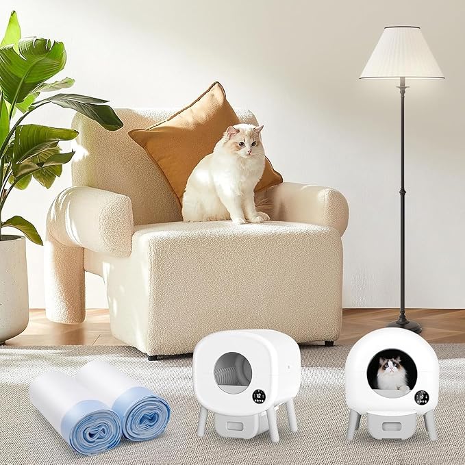 40-Pack Heavy Duty Cat Litter Box Liners for Fumoi & Paruuntys Self-Cleaning Litter Boxes, Leak-Proof Litter Bags with Drawstrings, Extra-Thick Automatic Litter Box Bags