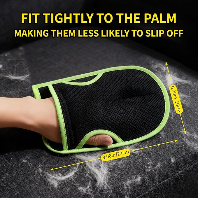 YS&JJFZ 2 Pcs Pet Hair Remover Gloves for Cats & Dogs,Newly Upgraded Reusable Electrostatic Pet Hair Gloves， Pet Hair Remover Tool for Clothing, Couch, Carpet, Car Seat