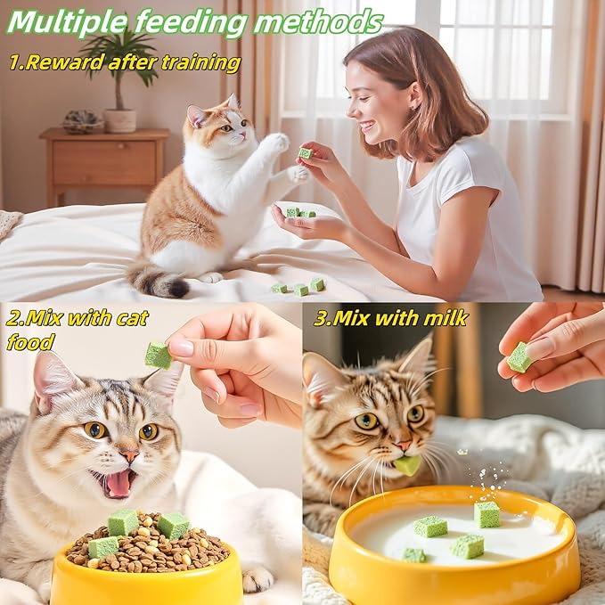 250g/8.82oz Cats Grass Treats Cat Toy for Teeth Cleaning Lickable Catnip Chew Snack for Indoor Fish Oil Flavored Kitty Freeze Dried Food Kitten Grass Teething Stick Hairball Removal Dog Treat