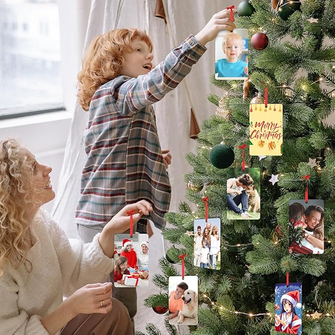 Personalized Family Christmas Ornaments with Photo - Custom Picture Text Ornaments for Christmas Tree 2026, Customized Wood Xmas Tree Decor for Couple, Mom, Dad, Friends, Loves