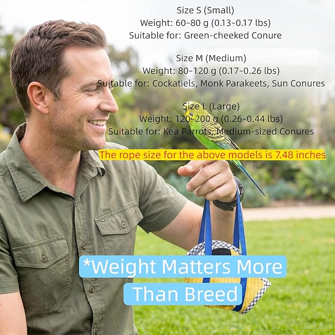 Portable Bird Carrier Bag with Harness, Escape Resistant Parrot Carrier & Bird Travel Bag for Parakeet, Cockatiel, Conure, Pigeon, Small Medium Birds, Random Color (Small)