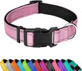 Reflective Dog Collar, Adjustable Soft Neoprene Padded Nylon Pet Collars with Buckle for Puppy and Small Dogs, Cats, Light Pink,XS
