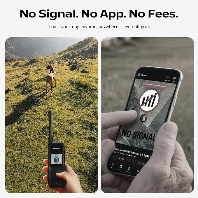 Aorkuler Outdoor GPS Dog Tracker for No-Signal Areas - Outdoor Pet Locator Finder Tracker, Real-Time Tracking for Hiking/Walking/Camping, Works in Remote Wilderness/Farms/Large Parks (Tracker 2)