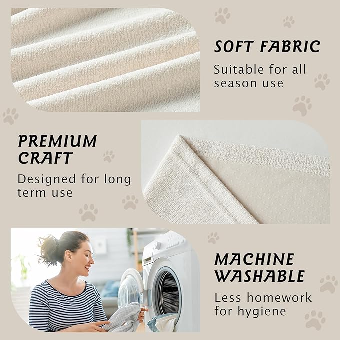 PuTian Couch Cover for Dogs - Waterproof Anti-Scratch Washable Non Slip 2 Cushion Cover Blanket L Shaped Recliner Sectional Arm Chair Sofa Slipcover for Pet Cats Kids, 71''X102'' Creamy White