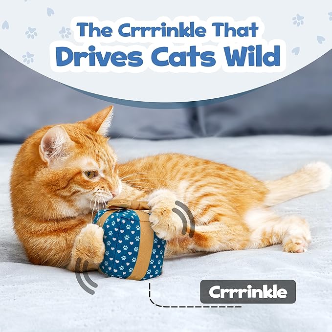 Gift Box Catnip Toy – Birthday Cat Toy with Catnip & Crinkle, Cute Plush Present for Indoor Cats, Birthday & Valentines Day Cat Gift