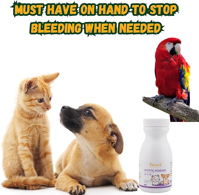 Crown Styptic Powder for Dogs - 100 Grams Quick Stop Bleeding for Dogs Nails & Animal Cuts - Blood Stop Clotting Powder & Wound Care