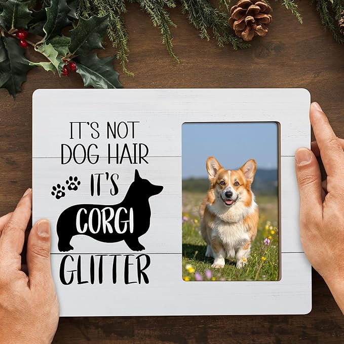 Corgi Dog Picture Frame, Gifts for Corgi Lovers, It's Not Dog Hair, It's Corgi Glitter Frames Fits 4x6 Photo