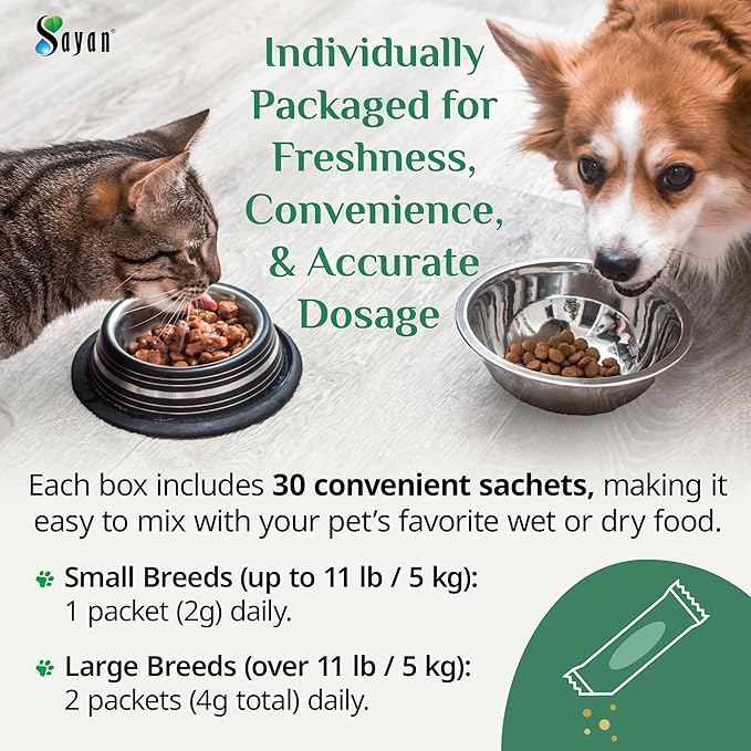 Sayan Chaga + Shilajit Pet Supplement (30 Sachets) – All-Natural Adaptogen Blend for Dogs & Cats – Immune, Joint, Energy & Digestive Support – Herbal Blend – 100% GMO-Free, Vet-Formulated