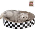 CSR1010F Nelson 20.13" Modern Cardboard Round Bowl Cat Scratcher with Catnip, Checkered