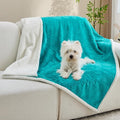 Qeils Pet Blankets for Cats - Waterproof Cat Blanket Washable - Sherpa Fleece Puppy Blanket, Soft Plush Reversible Throw Protector for Bed Couch Car Sofa, 25"X30", Teal