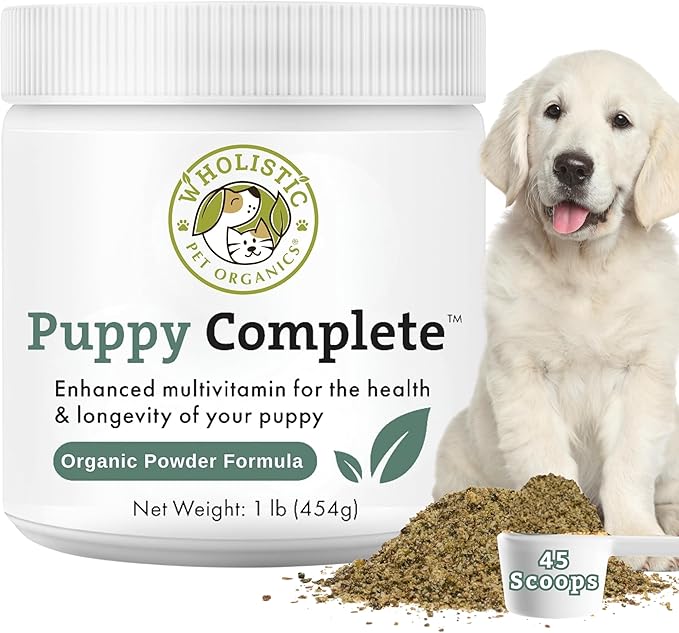 Wholistic Pet Organics Puppy Complete - Dog Multivitamin Powder - Daily Dog Vitamins and Supplements for Homemade Food - Immune System, Skin, Coat & Overall Health - All Breeds of Puppies - 45 Scoops