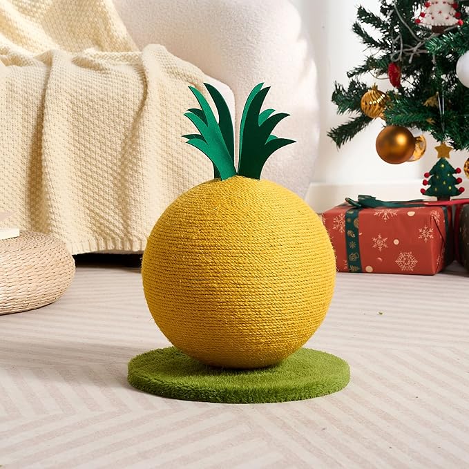 Pineapple Cat Scratching Post, Cute Cat Scratcher with Sisal Rope, Cat Scratch Post for Indoor Adult Cat and Kitten, Cat Scratching Ball