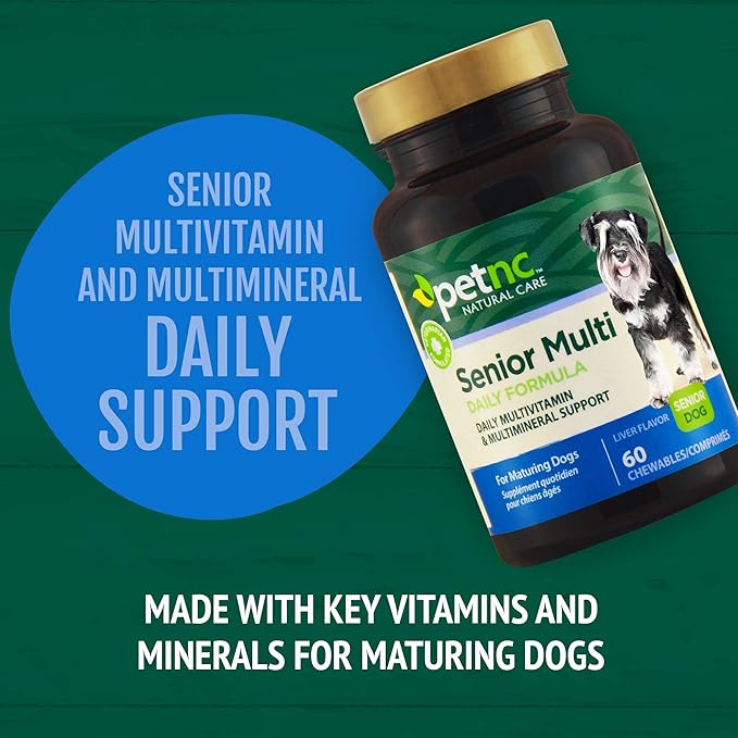 Petnc Senior Multi Chewables (60 Count), Daily Dog Multivitamin & Multimineral Support, Includes Zinc, Magnesium, Iron & More, Supports Overall Health, For Mature Dogs, Liver Flavor