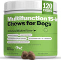 Deley Naturals 15 in 1 Multivitamin for Dogs - Complete Dog Vitamins and Supplements for Immune Support, Joint, Skin, Digestion, Heart & Overall Health - Daily Multifunction Supplements - 120 Chews