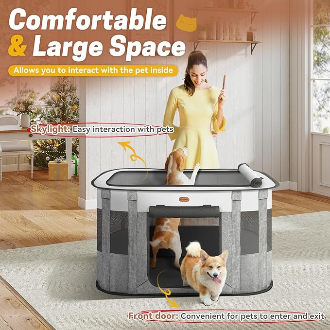 Foldable Pet Playpen - Cat & Puppy Playpen, Travel Dog Crate with Carrying Case, Cat Tent Dog Pen for Outdoor Camping Use