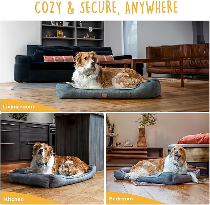 Large Dog Bed 39 Inch, Washable Plush Pet Sofa for Large Dogs & Cats, Soft Rectangle Pet Bed with Non-Slip Base