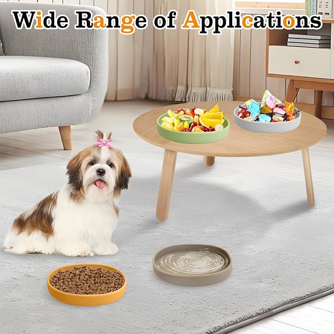 BNOSDM Silicone Dog Food Plate Shallow Dog Bowl Flat Cat Dish 1 Pack Small Puppy Plates for Small Dogs and Cats Whisker Fatigue Pet Feeding Bowls for Dry and Wet Food (Green)